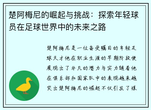 楚阿梅尼的崛起与挑战：探索年轻球员在足球世界中的未来之路